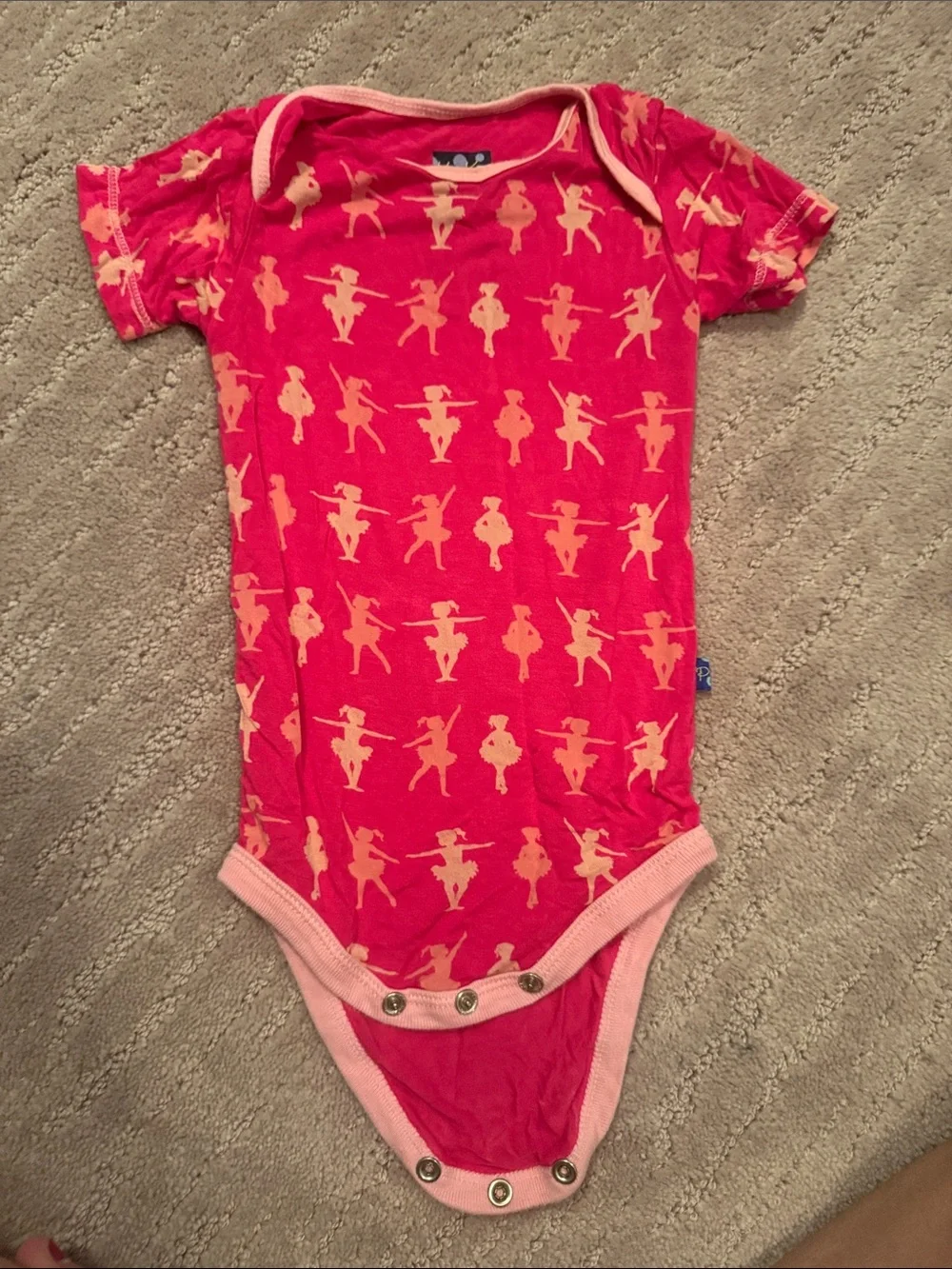 Kickee Pants Hot Pink One-Piece Bodysuit with Peach Dancer Print